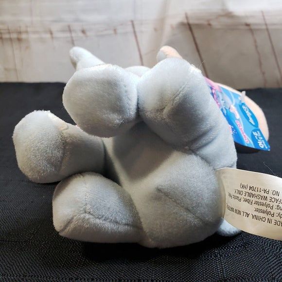 Disney Small Dumbo Plush Elephant Stuffed 8" Animal Yellow Hat Trunk Up - Picture 8 of 9